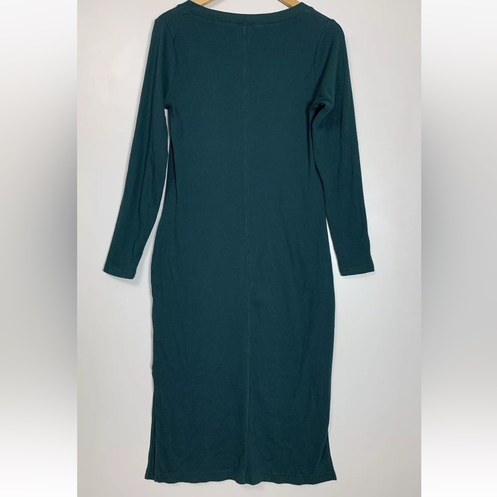 Old Navy Womens Dress Rib-Knit Henley Midi Sz Large Emerald Isle Ribbed Comfort - Picture 2 of 9